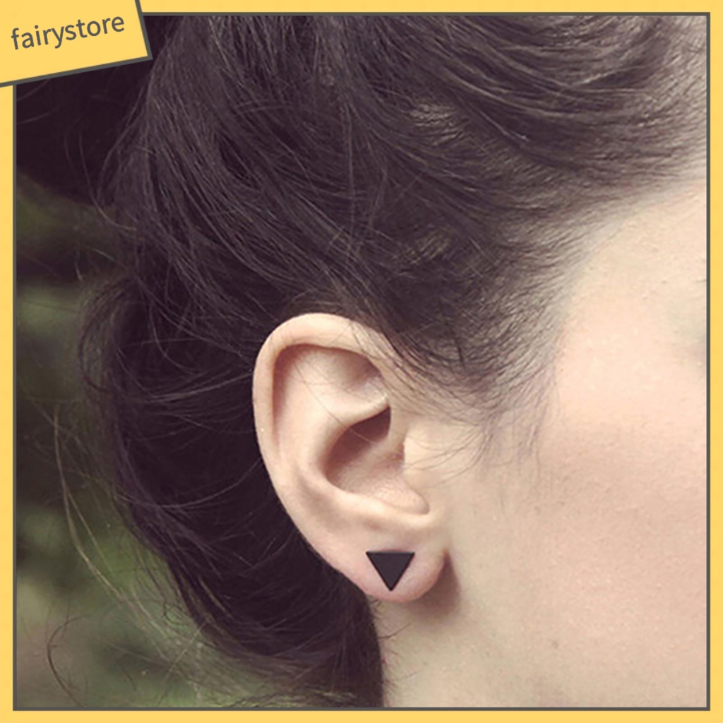 1 Đôi Bông Tai Hình Tam Giác Bằng Hợp Kim Phong Cách Punk Thời Trang