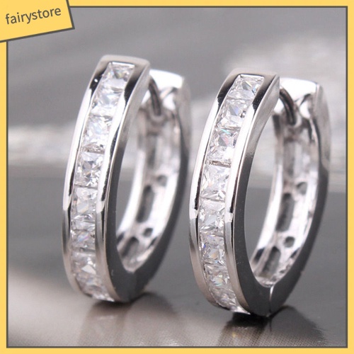 Bông Tai Mạ Bạc Dạng Vòng Đính Đá Thời Trang Dành Cho Nam