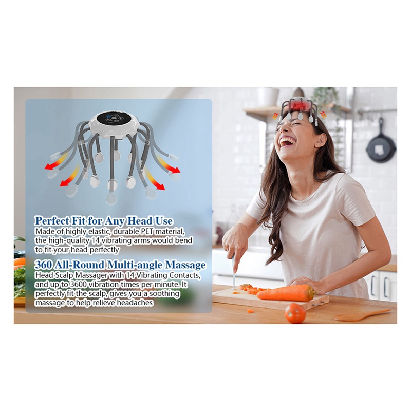 Máy Massage Da Đầu Chạy Điện 5 Chế Độ Rung 14 Chế Độ Rung Giảm Căng Thẳng