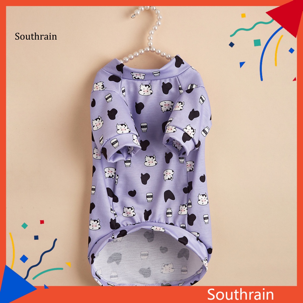 Áo Thun Polyester Co Giãn Thoáng Khí In Họa Tiết Bò Sữa Dành Cho Cún Chihuahua