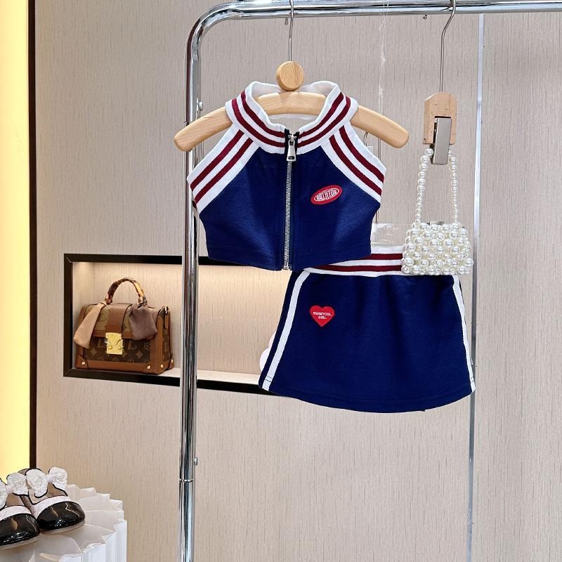 Bộ Áo Cotton Dệt Kim + Chân Váy Ngắn Phong Cách Cilantro Thời Trang Mùa Hè Cho Bé Gái