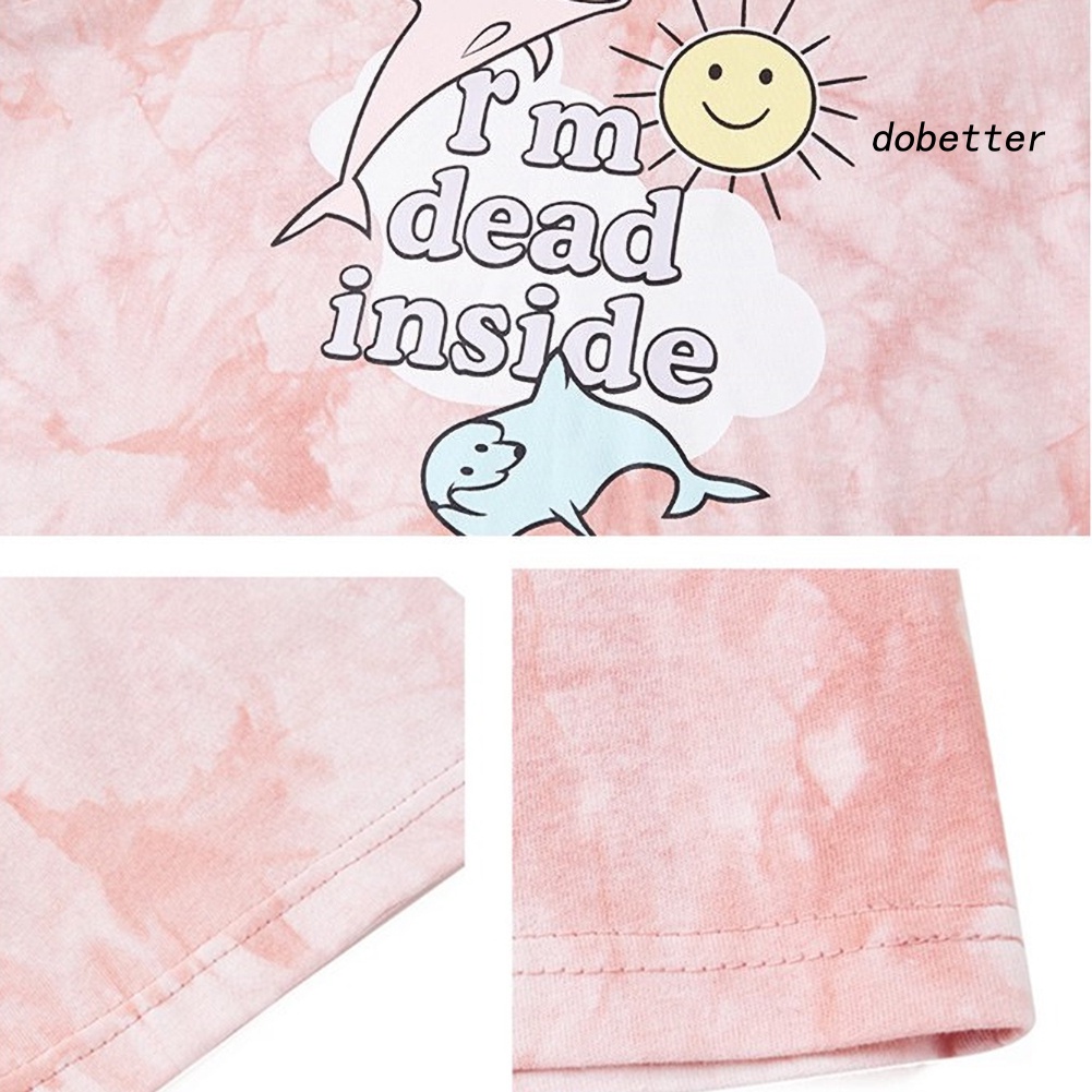 Áo Thun Nữ Ngắn Tay Cổ Tròn Form Rộng Nhuộm Màu Thời Trang