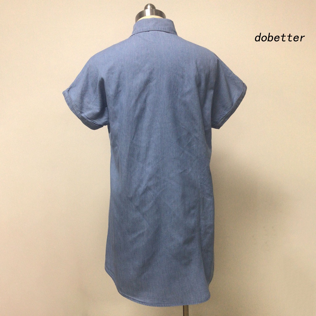 Đầm Sơ Mi Denim Tay Ngắn Màu Sắc Thời Trang Dành Cho Nữ
