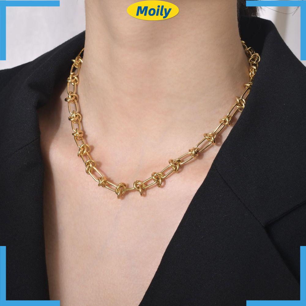 MOILYVN Vòng Cổ Dây Xích Thắt Nút Xoắn Sáng Tạo Thời Trang Cho Nữ