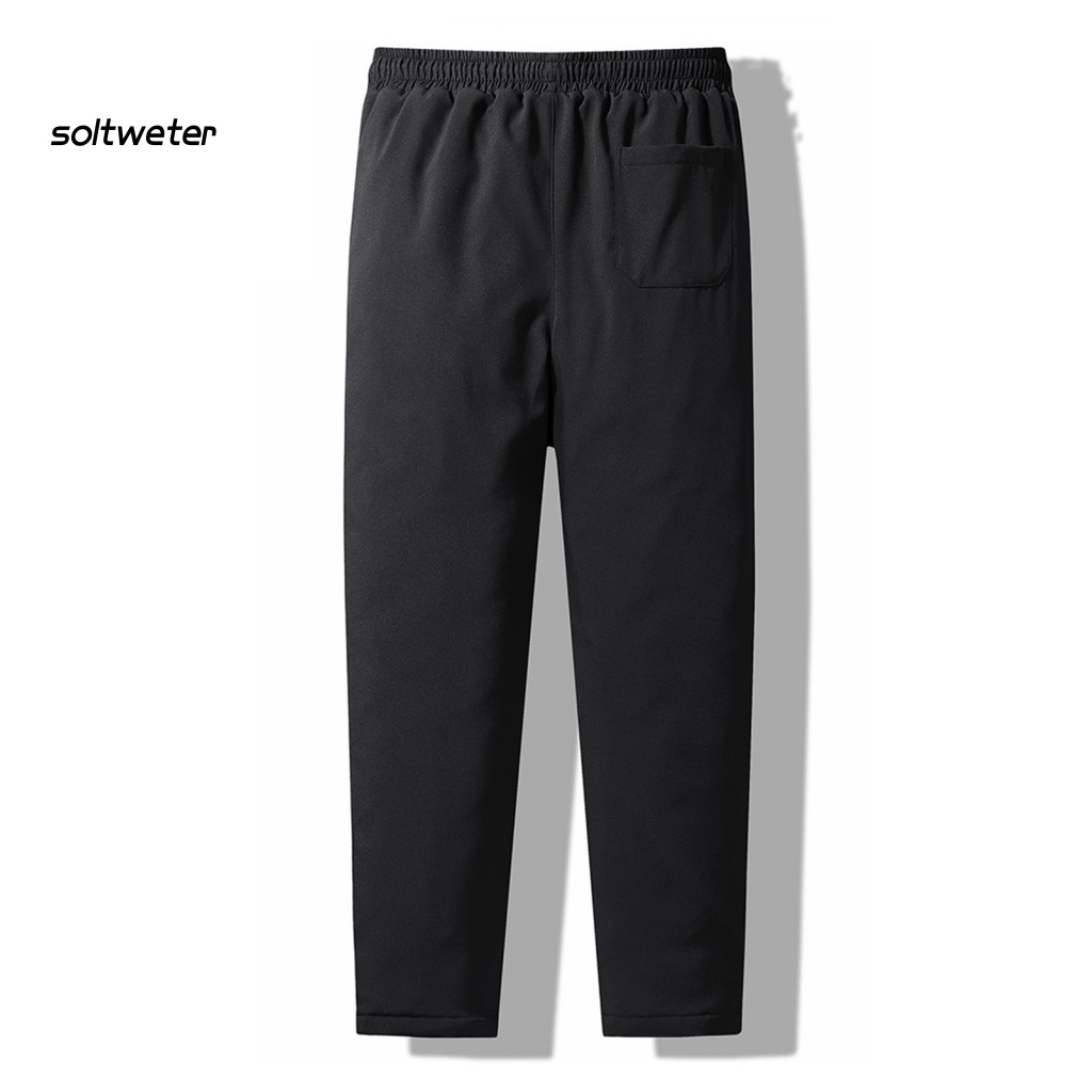Quần Dài Lưng Thun Dáng Rộng Có Túi Màu Sắc Đơn Giản Chống Lạnh Thời Trang Mùa Đông Cho Nam