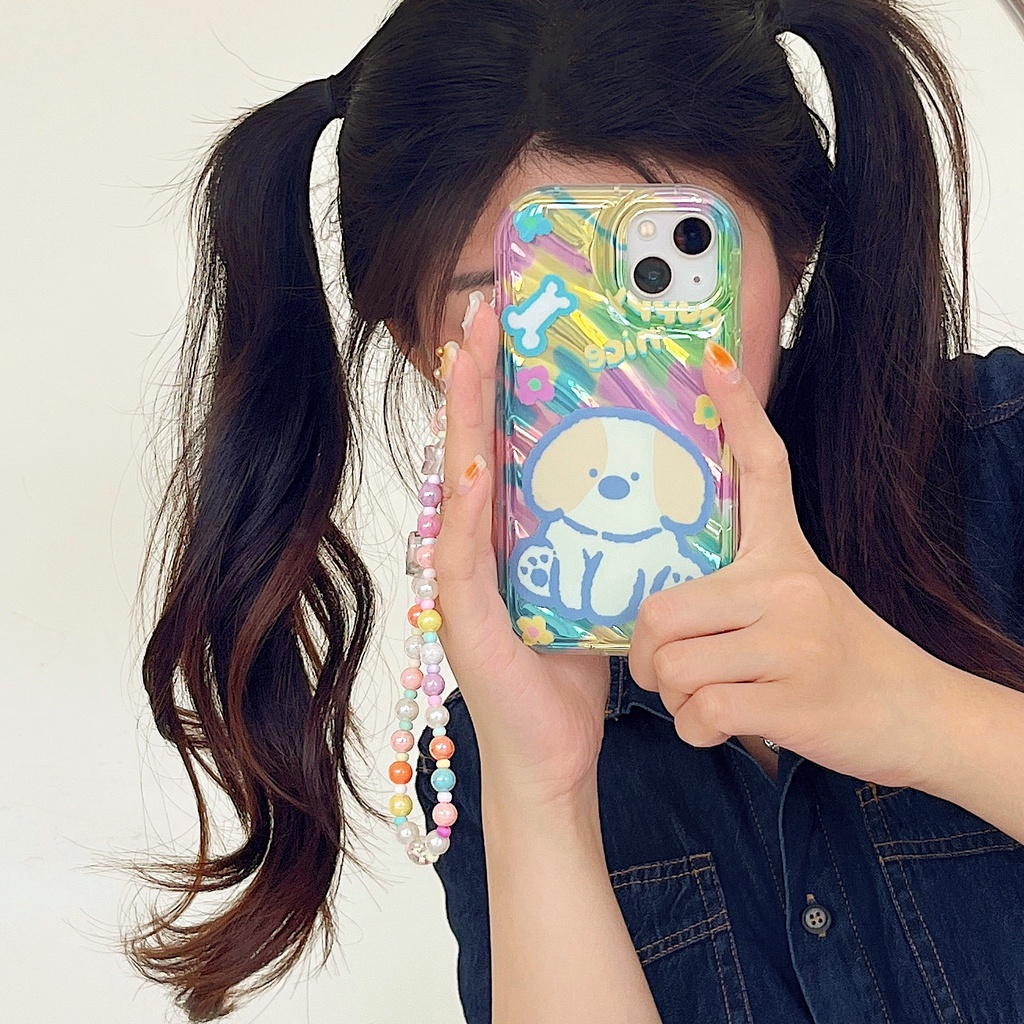 Ốp Điện Thoại TPU Dẻo Màu Laser Họa Tiết Hoạt Hình Chú Chó Dễ Thương Chống Sốc Cho iPhone 11 13 12 14 Pro Max