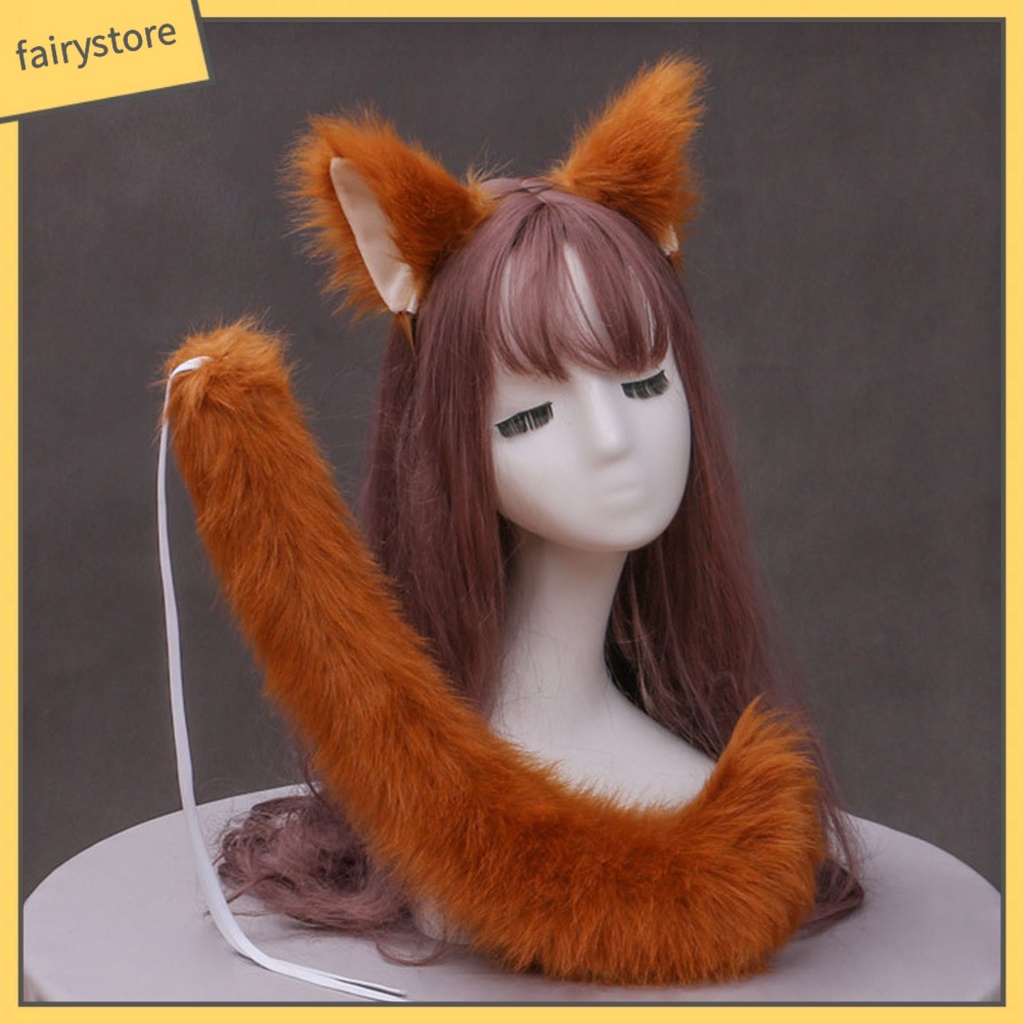 Set 2 Băng Đô Bông Màu Trơn Kèm Dây Đeo Tai Dùng Hóa Trang Lolita