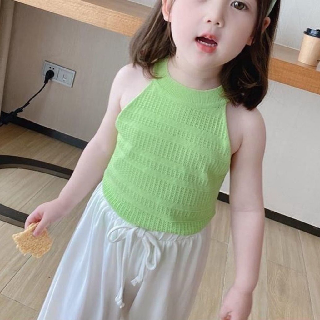 🍒muying🍒 Áo Ba Lỗ Cho Bé Gái, Áo Thun Hai Dây Bé Gái Mầu sắc, Áo Sát Nách thun tăm Hè Mềm, Co Giãn Tốt 12-40KG,  đủ size đến 40kg