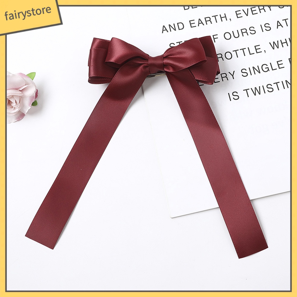 Kẹp Tóc Hình Nơ Màu Trơn Phong Cách Dành Cho Nữ