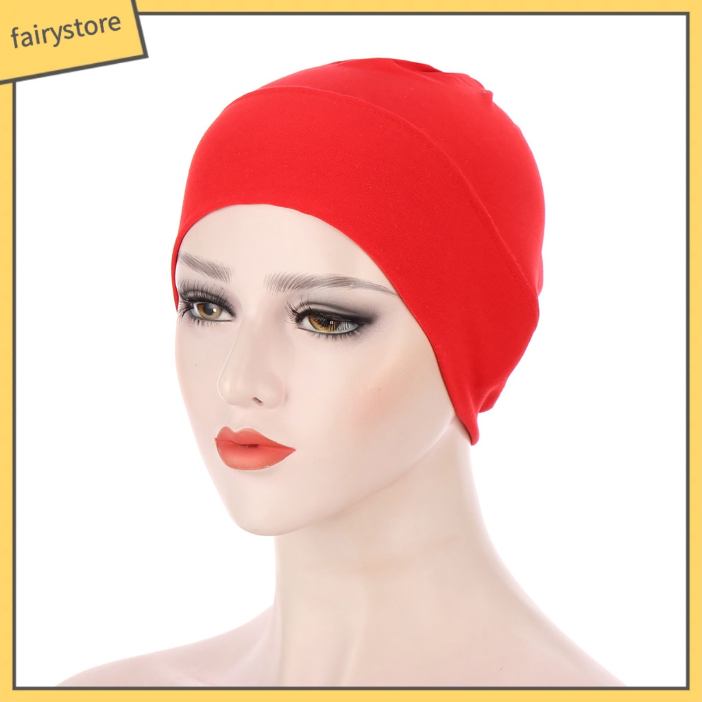Mũ Turban Trùm Đầu Co Giãn Màu Trơn Cho Nữ
