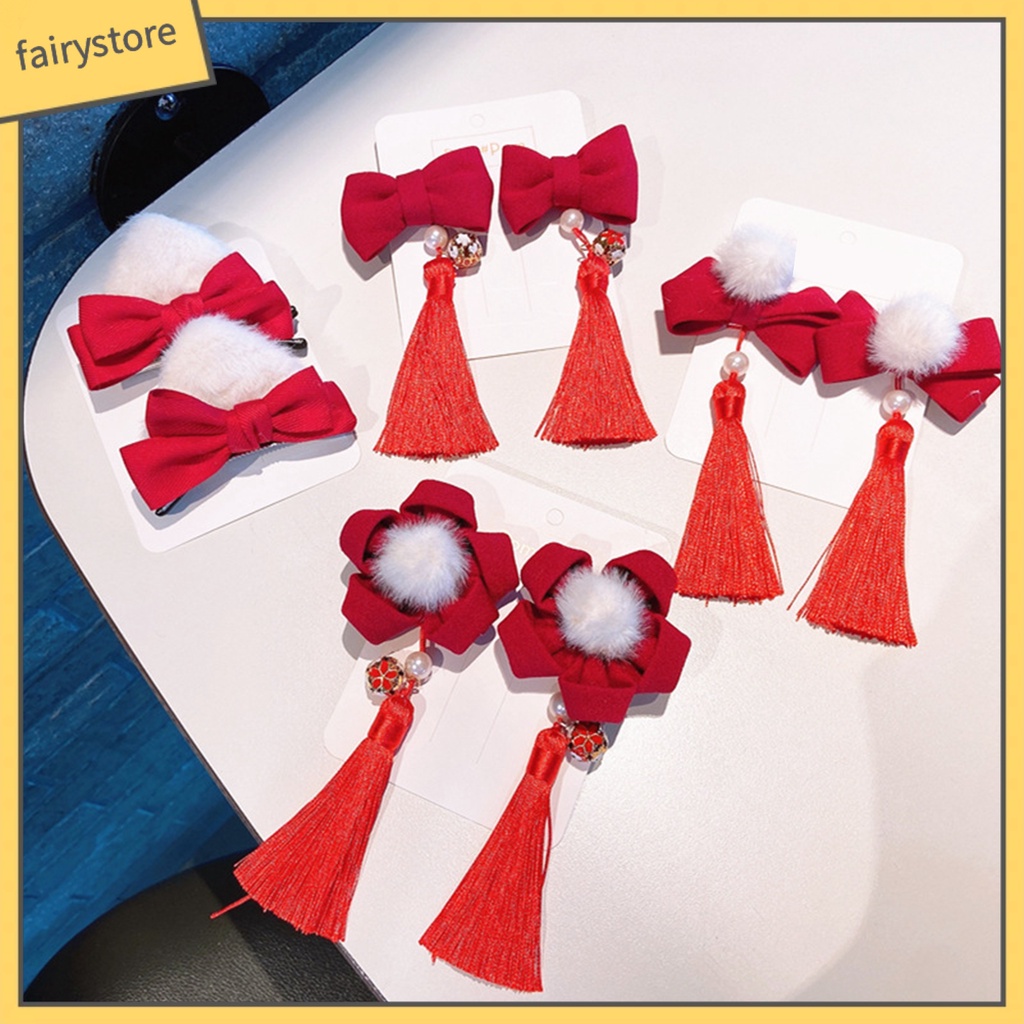 1 Cặp Kẹp Tóc Tua Rua Phong Cách Trung Hoa Cổ Điển Cho Bé Chụp Ảnh