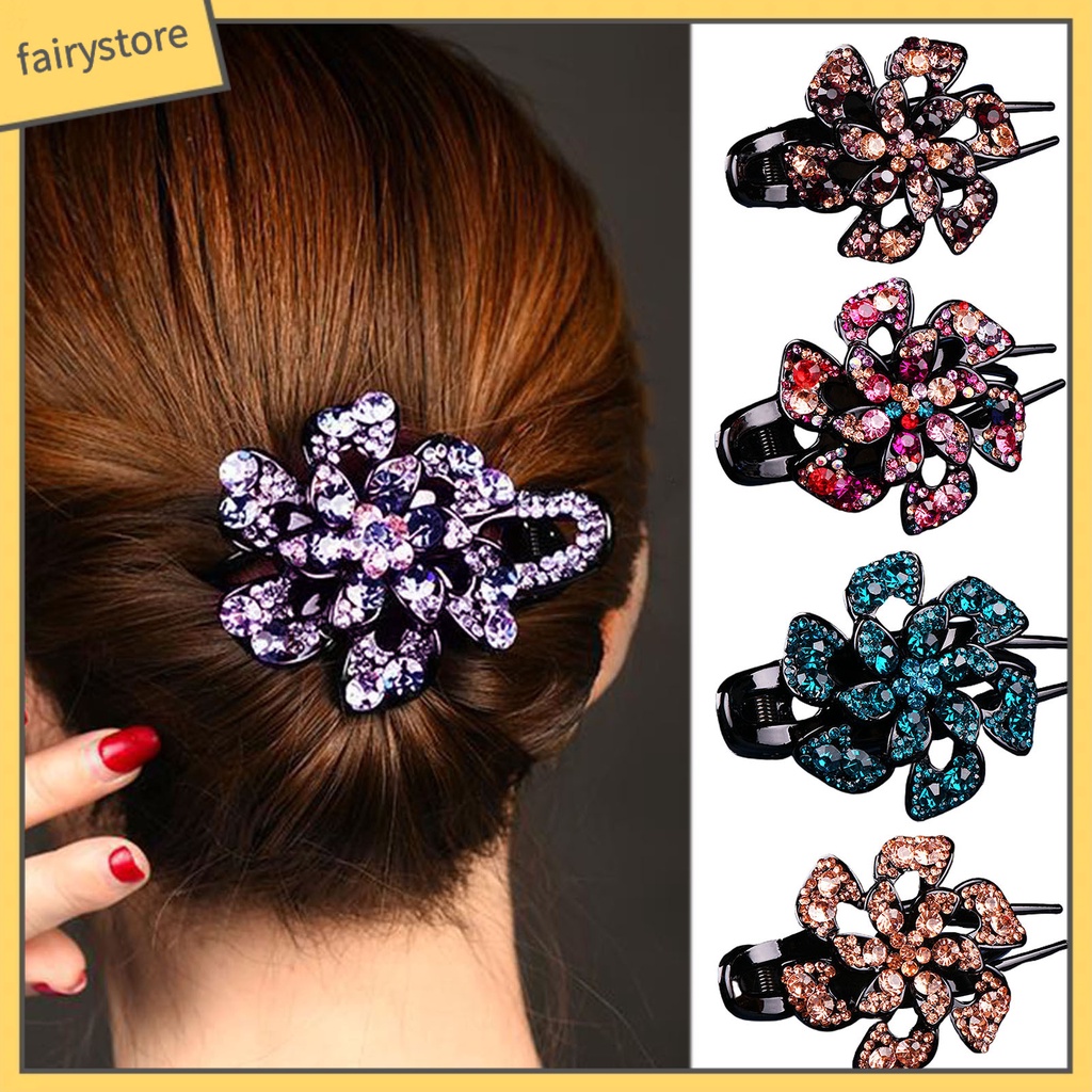Kẹp Tóc Hình Hoa Đính Đá Bằng Acrylic Chống Trượt Dành Cho Nữ