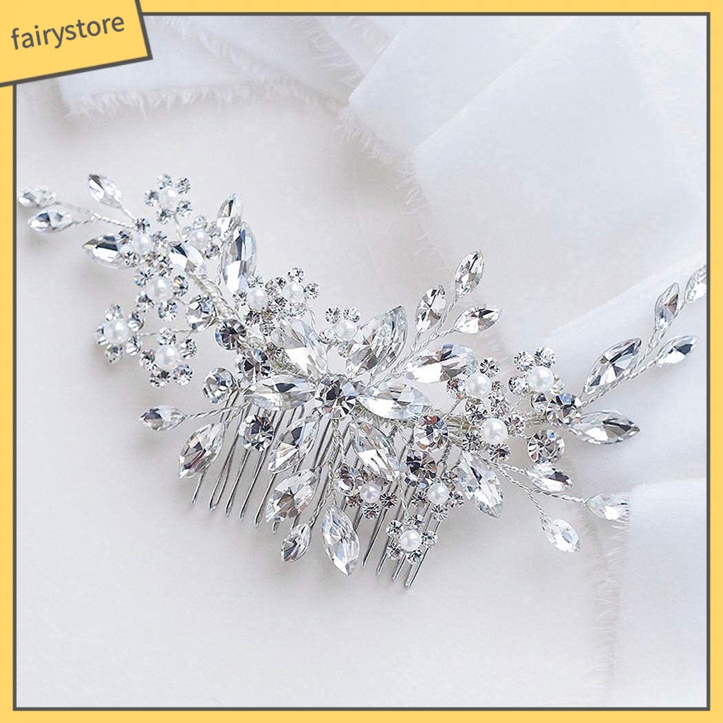 [FRO] Lược Cài Tóc Cô Dâu Hình Hoa Đính Đá Trang Trí Kiểu Công Sở Lãng Mạn