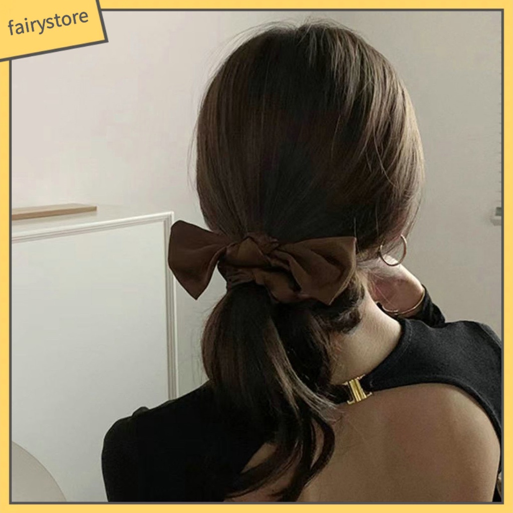 Dây Buộc Tóc Co Giãn Chống Trượt Màu Trơn Thắt Nơ Xinh Xắn Giá Đỡ