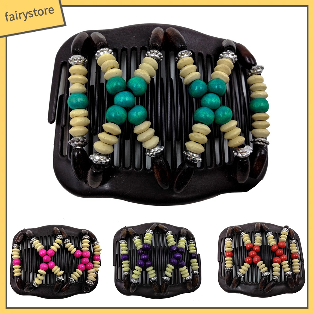 Lược Cài Tóc Đính Hạt Gỗ Phong Cách Retro Cho Nữ