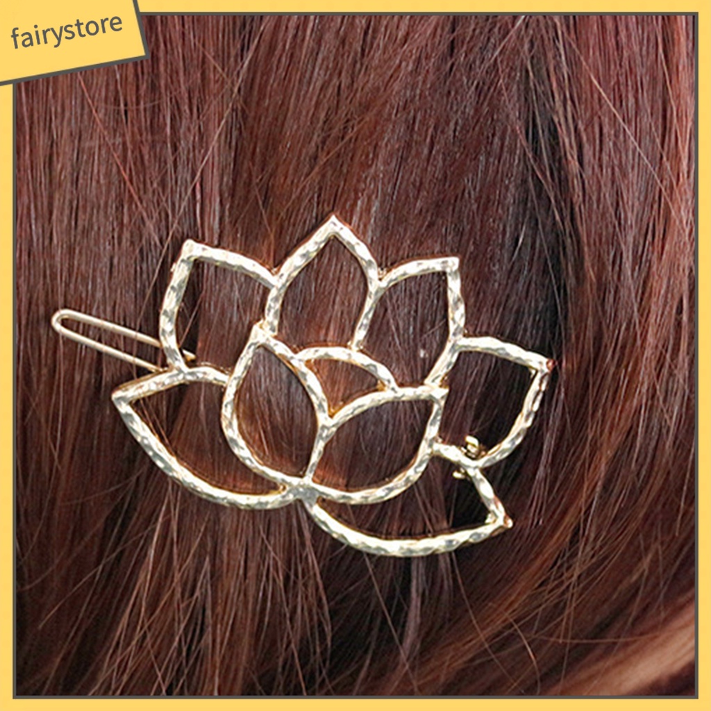 Kẹp Tóc Hợp Kim Chống Rơi Hình Hoa Sen Màu Vàng Thích Hợp Sử Dụng Hàng Ngày
