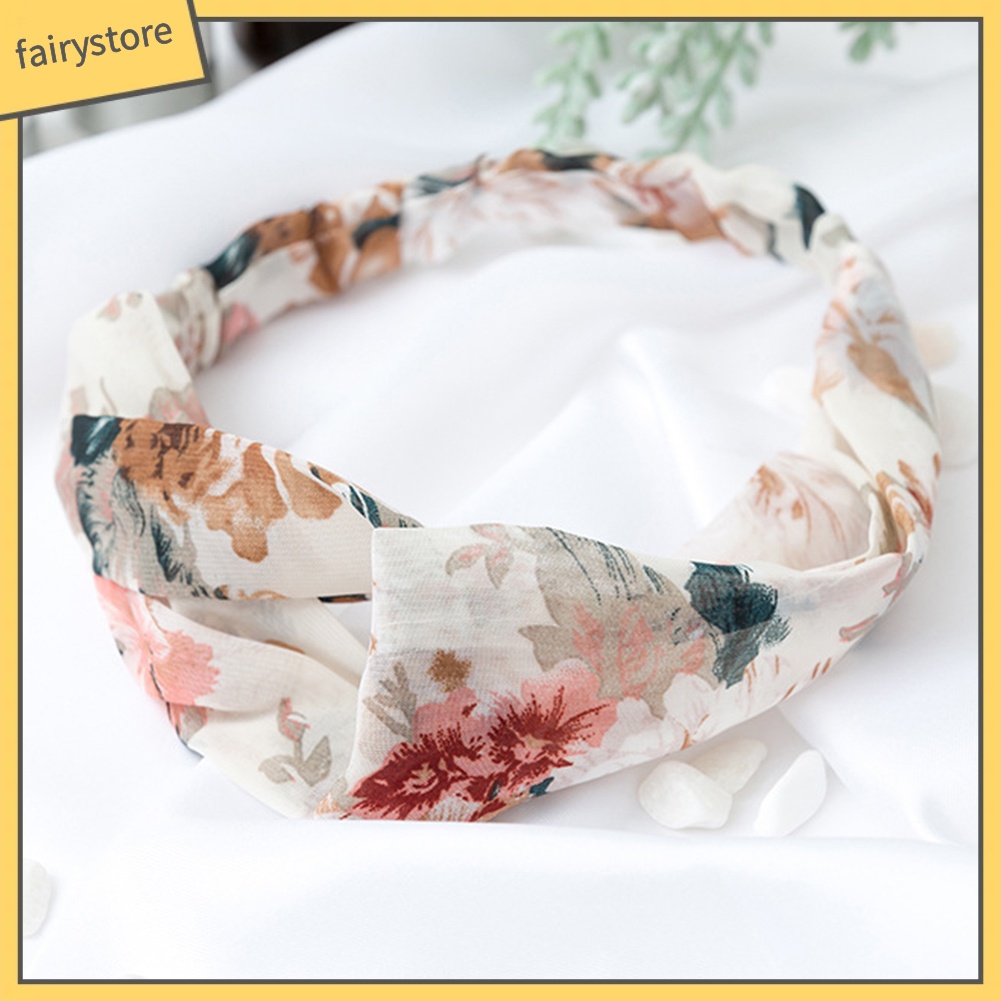 Băng Đô Thắt Nút Co Giãn In Họa Tiết Hoa Xinh Xắn Thời Trang Cho Nữ