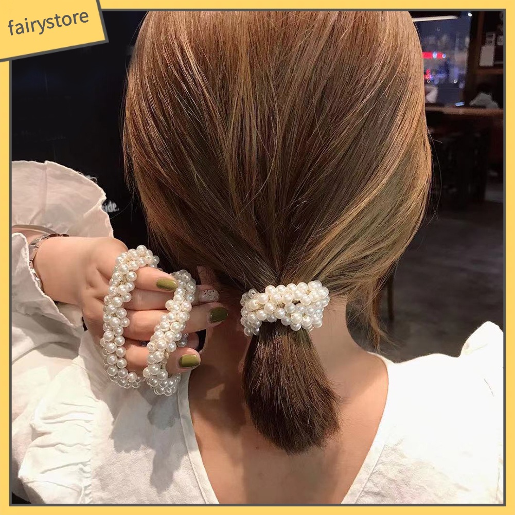 Dây Cột Tóc Co Giãn Đính Ngọc Trai Giả Thời Trang Cho Nữ