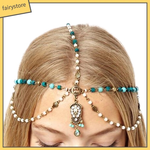 Băng Đô Đính Đá Và Ngọc Trai Giả Phong Cách Bohemian Dành Cho Nữ