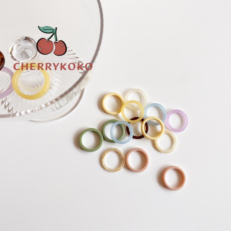 🍒🍒CHERRYKOKO Nhẫn Nhựa Resin Mini 17mm Nhiều Màu Sắc