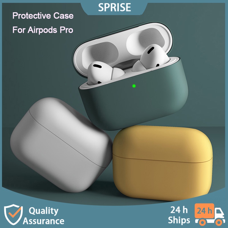 Vỏ bảo vệ hộp sạc tai nghe bluetooth SPRISE silicon có móc khóa thích hợp cho Airpods 1 / 2 / 3 / Pro