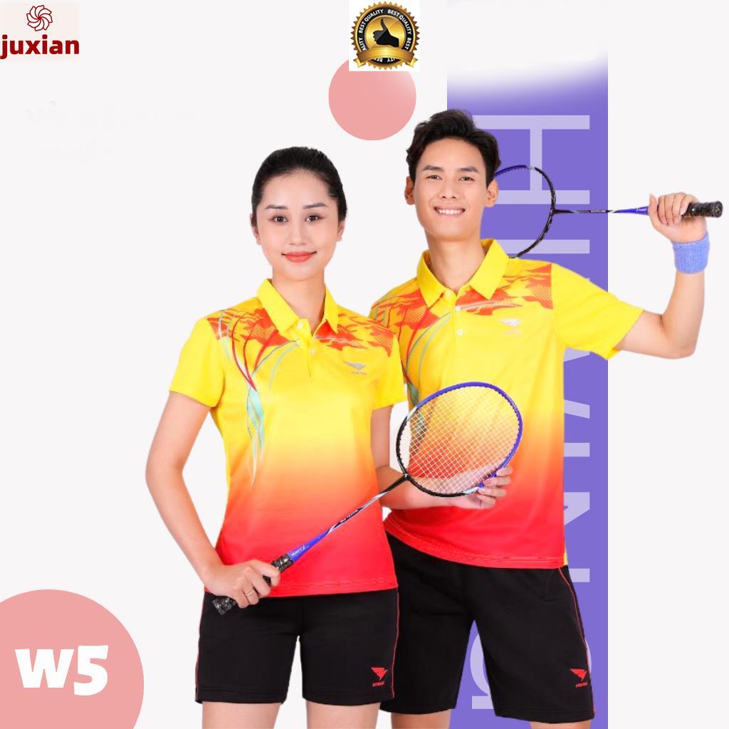 Áo Cầu Lông Nam Nữ Thương Hiệu HIWING Chất Vải Mè Lạnh Nhật Bản Co Dãn Đa Chiều Cao Cấp Mẫu W5 Chỉ tay áo ngắn