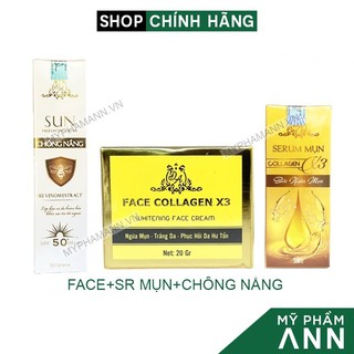 Kem face đông anh collagen x3 và serum mụn colagen x3 và kem chống nắng x3 chính hãng mỹ phẩm đông anh