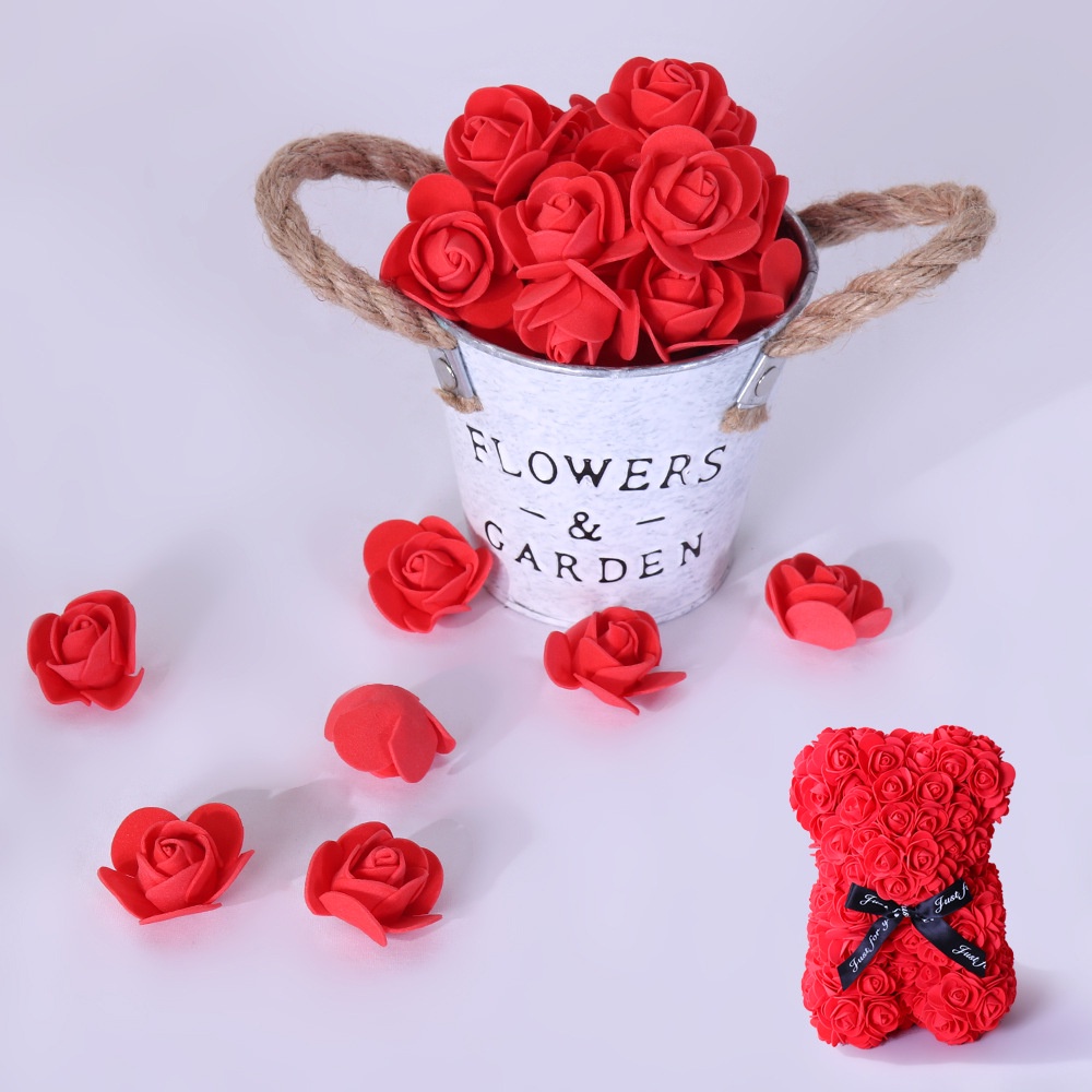 50 Bông Hoa Hồng Giả Bằng Xốp PE 3.5CM Tự Trang Trí Ngày Valentine