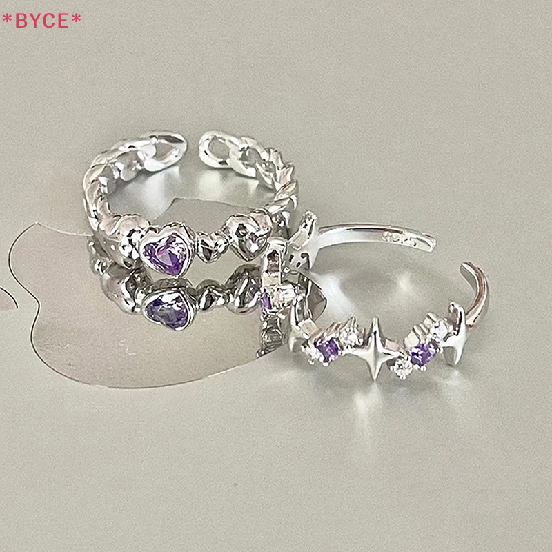 Nhẫn Mở Đính Đá Pha Lê Tím Phong Cách Vintage Y2K Mới