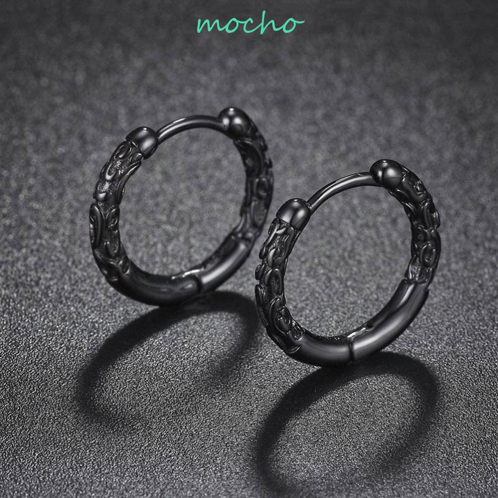 Khuyên Tai Tròn Chạm Khắc Phong Cách Punk Tối Giản Cho Nam Và Nữ