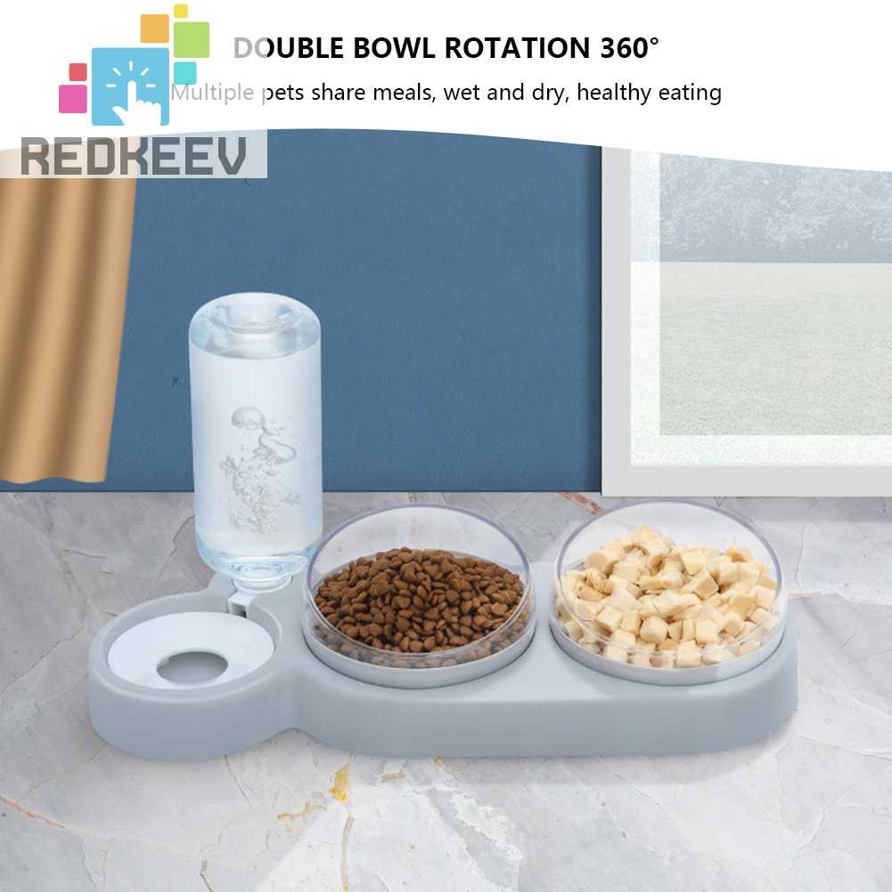 Máng Uống Nước 3 Trong 1 Xoay 15 Độ Cho Chó Mèo