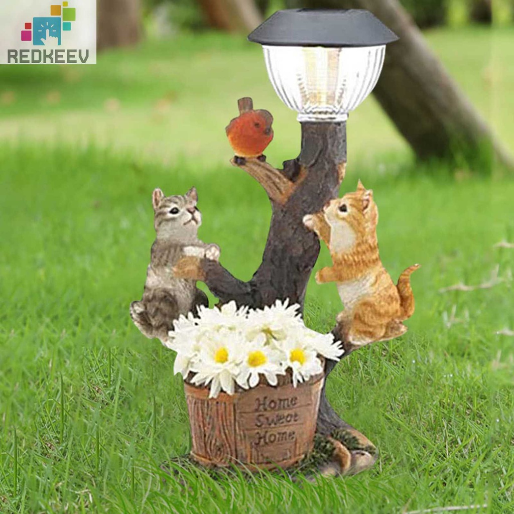 Đồ trang trí Chó Mèo Bằng Nhựa Resin Sử Dụng Năng Lượng Mặt Trời