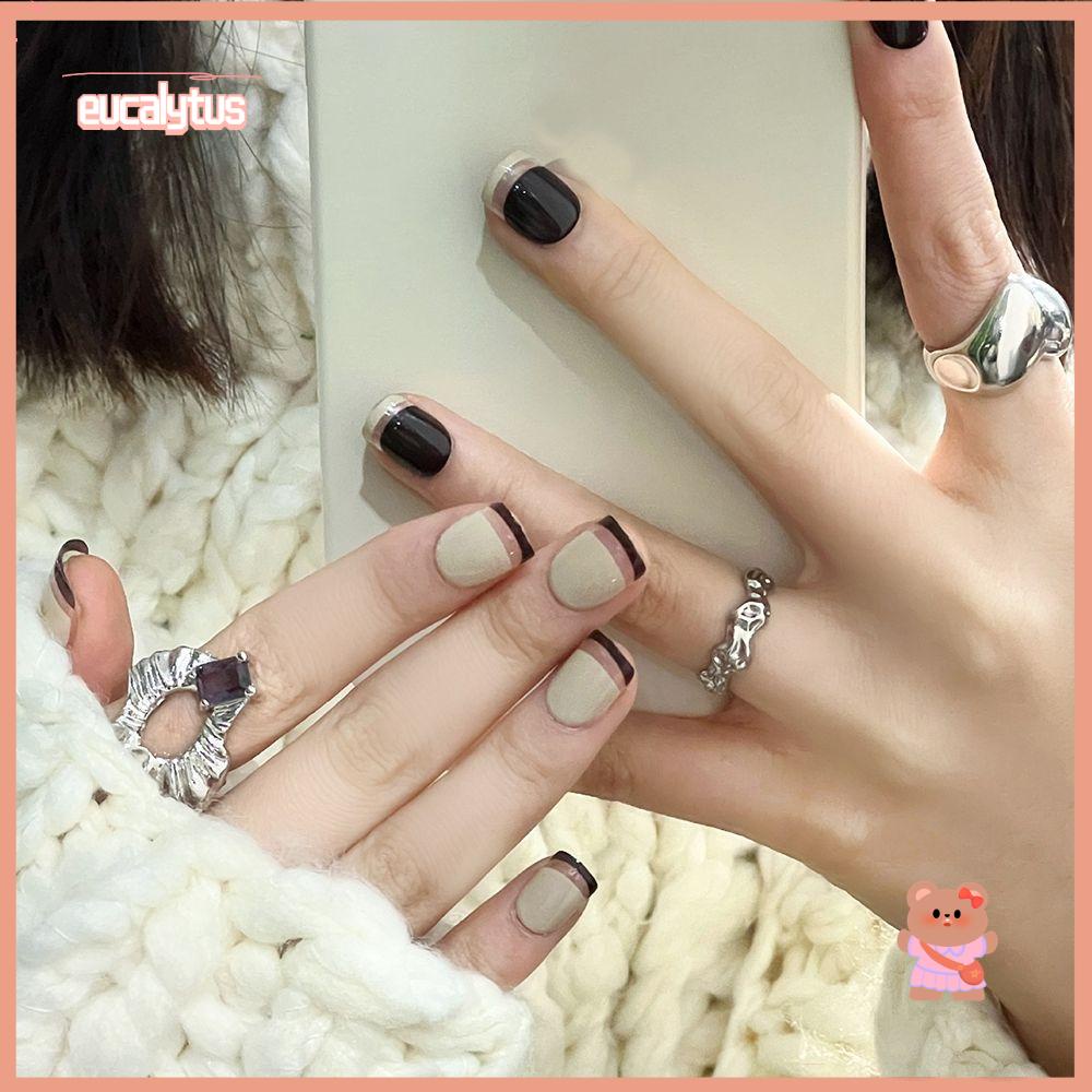 Bộ 24 Móng Tay Giả Đầu Tròn / Vuông Dạng Nhấn Che Phủ Toàn Diện