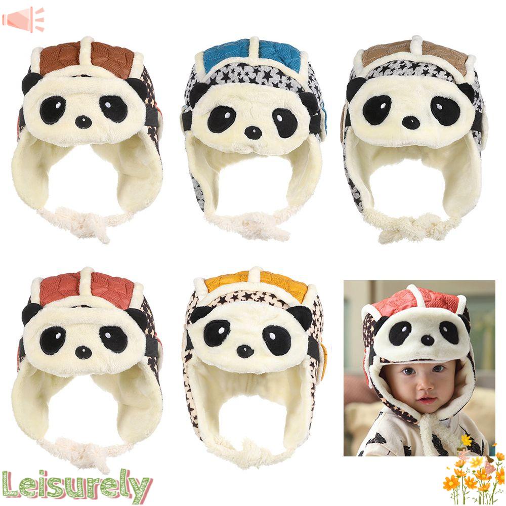 Mũ Trùm Đầu Giữ Ấm Mùa Đông Hình Gấu Trúc Có Miếng Che Tai Cho Bé Trai Và Gái