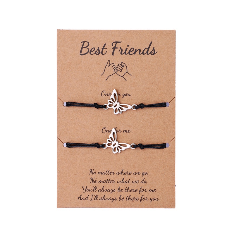 Ygt Set 2 Vòng Tay Dây Bện Phối Mặt Hình Bướm Có Thể Điều Chỉnh Được