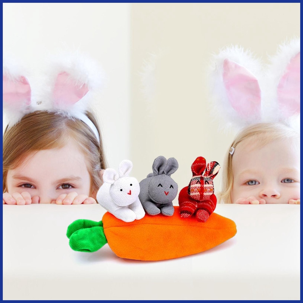 Búp Bê Thỏ Bông Mini 3 Bunnies Mềm Mại Có Túi Đựng Cà Rốt Dễ Thương