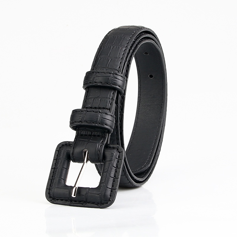 Thắt Lưng Denim Khóa Vuông Đơn Giản Cá Tính Phong Cách Retro Mới Cho Nữ