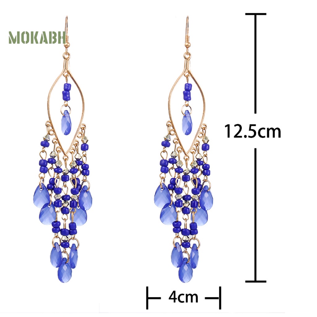 1 Đôi Bông Tai Dạng Móc Tua Rua Nhiều Màu Sắc Phong Cách Bohemian