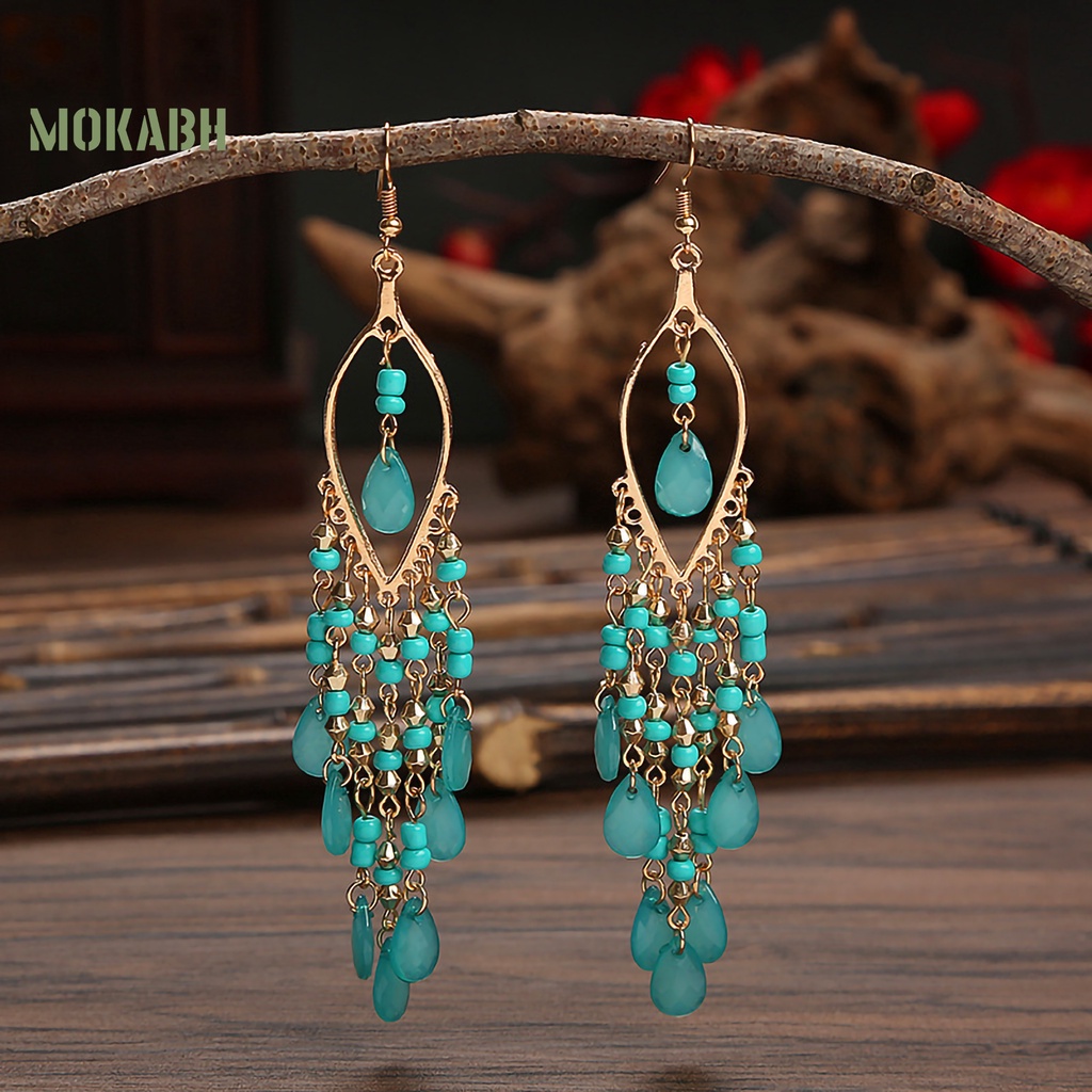 1 Đôi Bông Tai Dạng Móc Tua Rua Nhiều Màu Sắc Phong Cách Bohemian