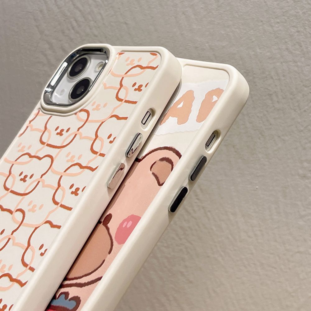 Ốp Điện Thoại TPU Mềm Chống Sốc Mạ Điện In Hình Gấu Hoạt Hình Dễ Thương Bảo Vệ Ống Kính Máy Ảnh Cho IPhone 11 14 13 12 Pro Max