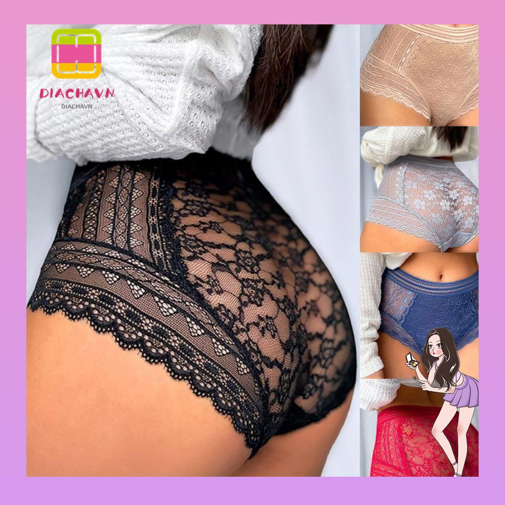 Quần Lót Nữ Chất Liệu Cotton Phối Lưới Xuyên Thấu Họa Tiết Hoa Quyến Rũ