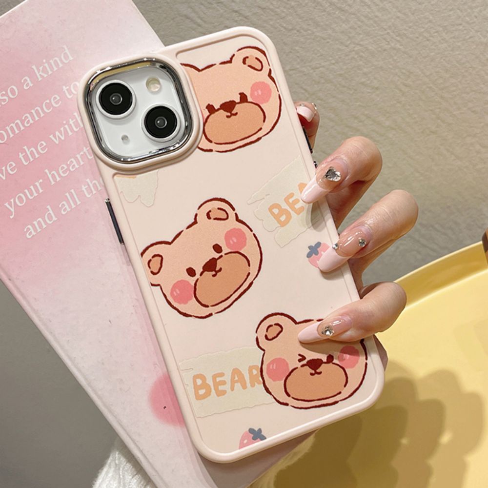 Ốp Điện Thoại TPU Mềm Chống Sốc Mạ Điện In Hình Gấu Bánh Donut Cho IPhone 11 14 13 12 Pro Max