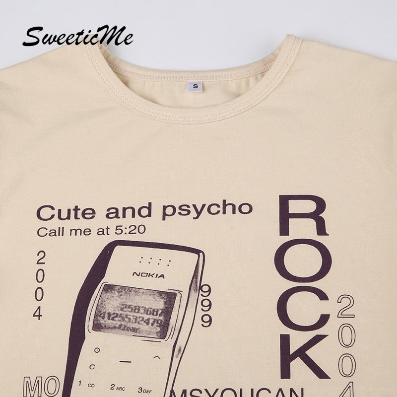 Áo Thun Crop Top Tay Ngắn Cổ Tròn In Chữ Thời Trang 2023 Dành Cho Nữ