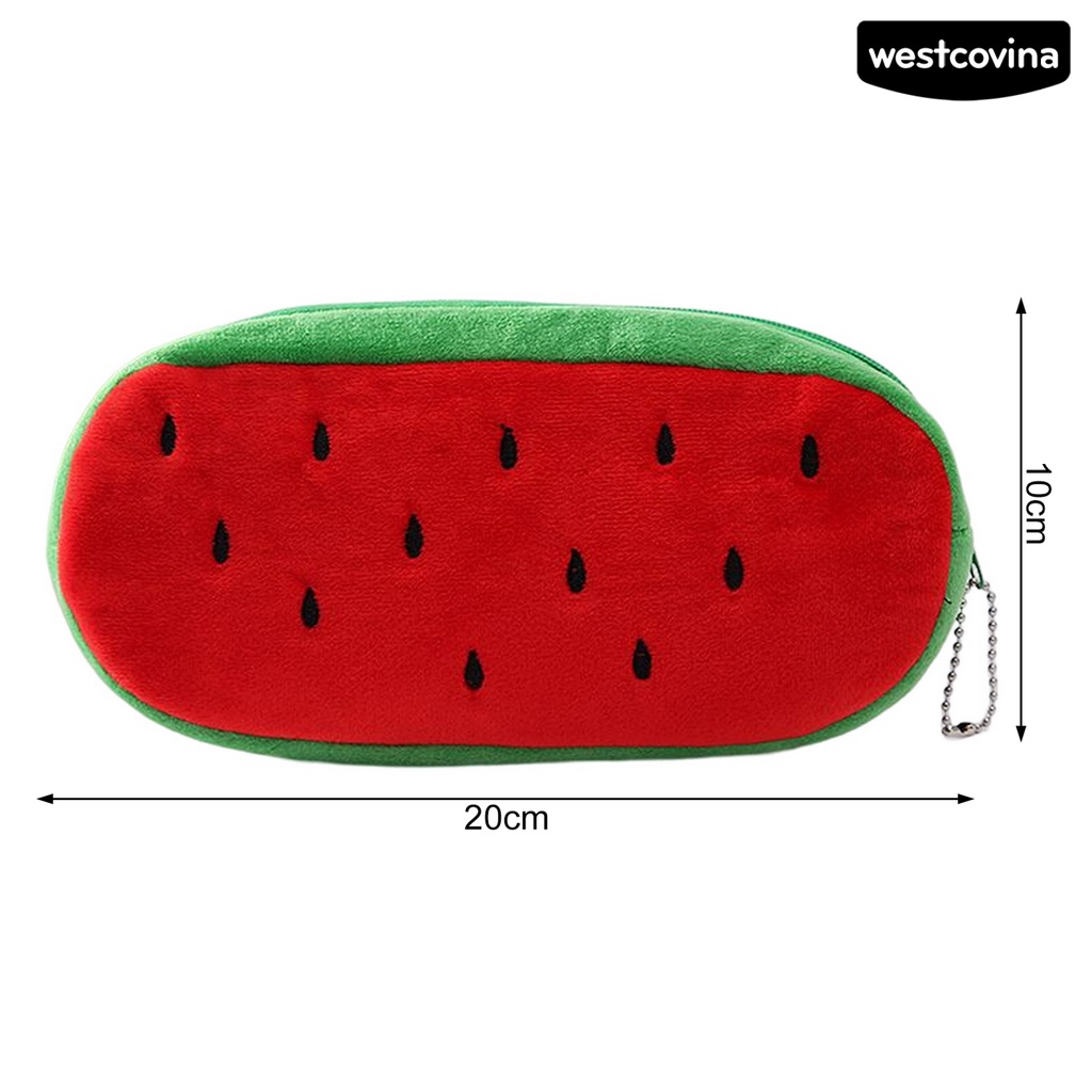 [WSTN]✎Túi Đựng Bút Bằng Vải Flannel Khóa Kéo Họa Tiết Dâu Tây Hoạt Hình Sáng Tạo