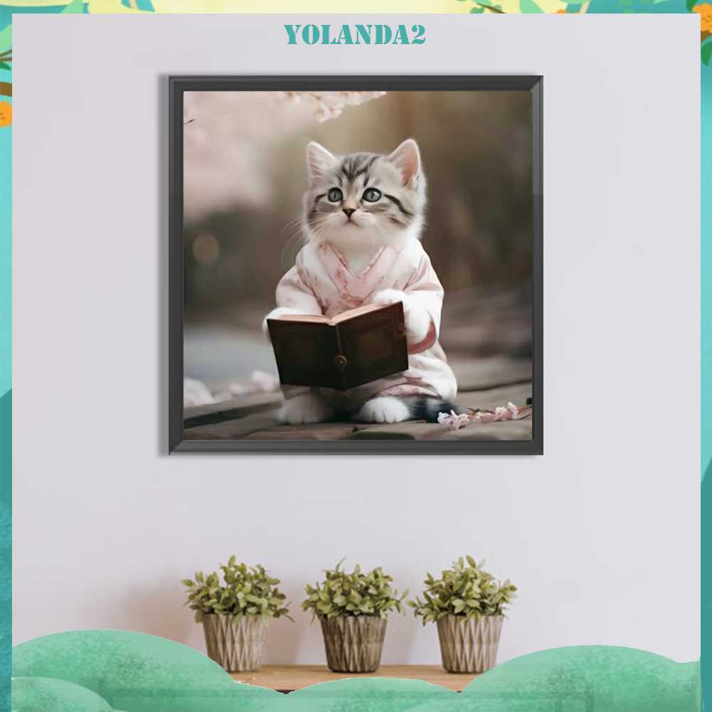Tranh Đính Đá Kim Cương Toàn Bộ 5D DIY Hình Vẽ Mèo Trang Trí Nhà Cửa