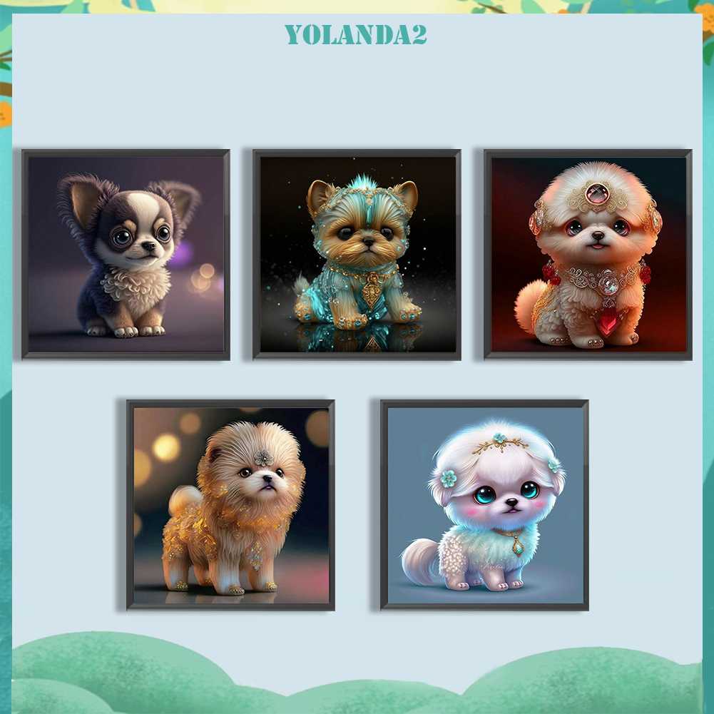 Tranh Đính Đá Kim Cương Toàn Bộ 5D DIY Hình Vẽ Chó Trang Trí Nhà Cửa