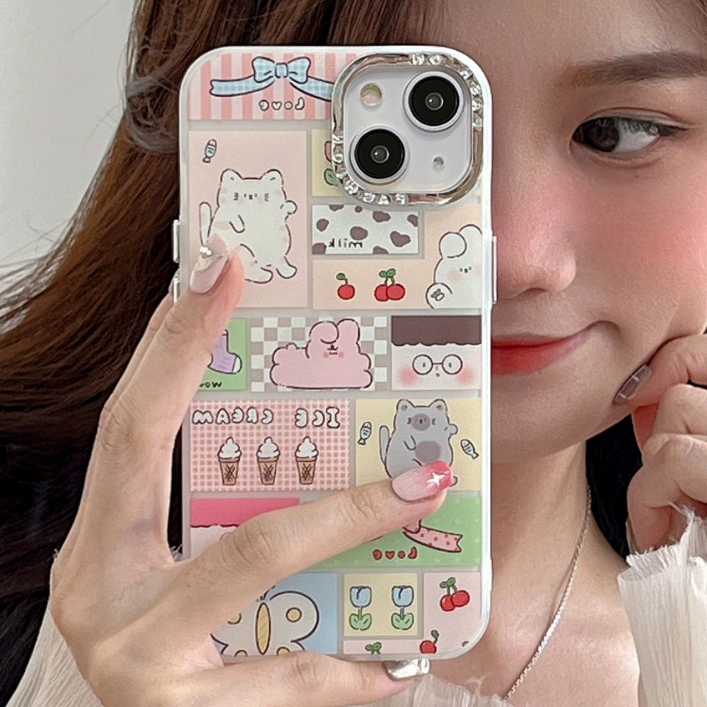 Ốp Điện Thoại TPU Mềm Chống Sốc Mạ Điện Họa Tiết Thỏ Mèo Cho IPhone 11 14 13 12 Pro Max XS XR 7 8 Plus