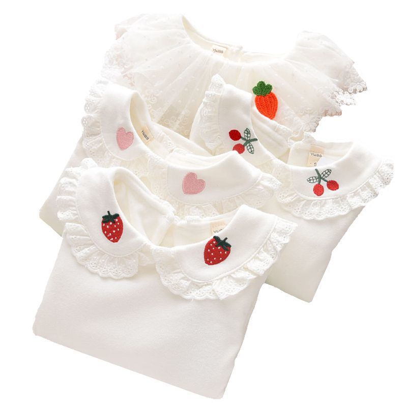 Áo Thun Tay Dài Cổ Búp Bê Thời Trang Xuân Thu Cho Bé Gái