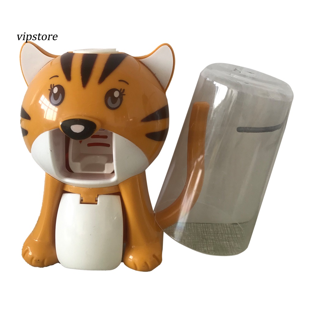 Dụng Cụ Nặn Kem Đánh Răng Tự Động Gắn Tường Hình Hổ Hoạt Hình Dành Cho Phòng Tắm