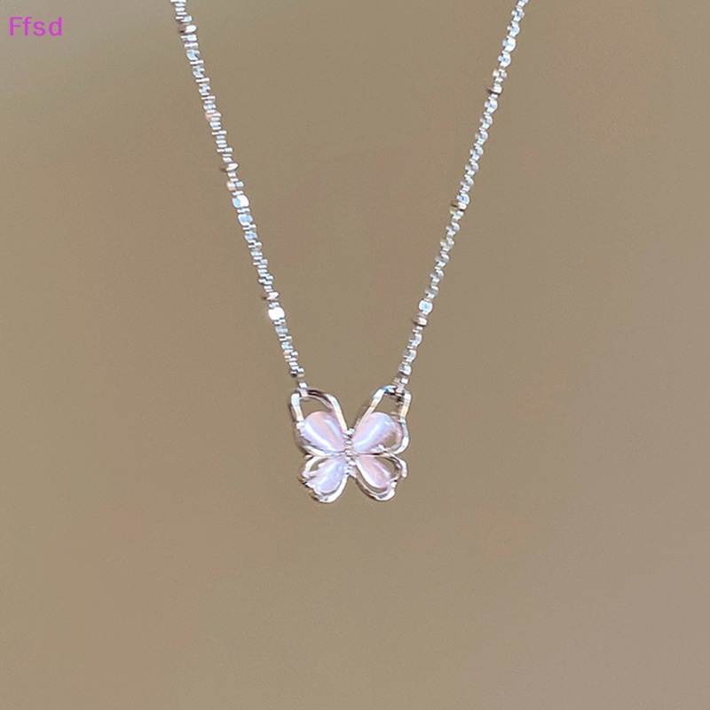Vòng cổ Bạc Mặt Hình Bướm Đính Đá Pha Lê Màu Sắc Dành Cho Nữ